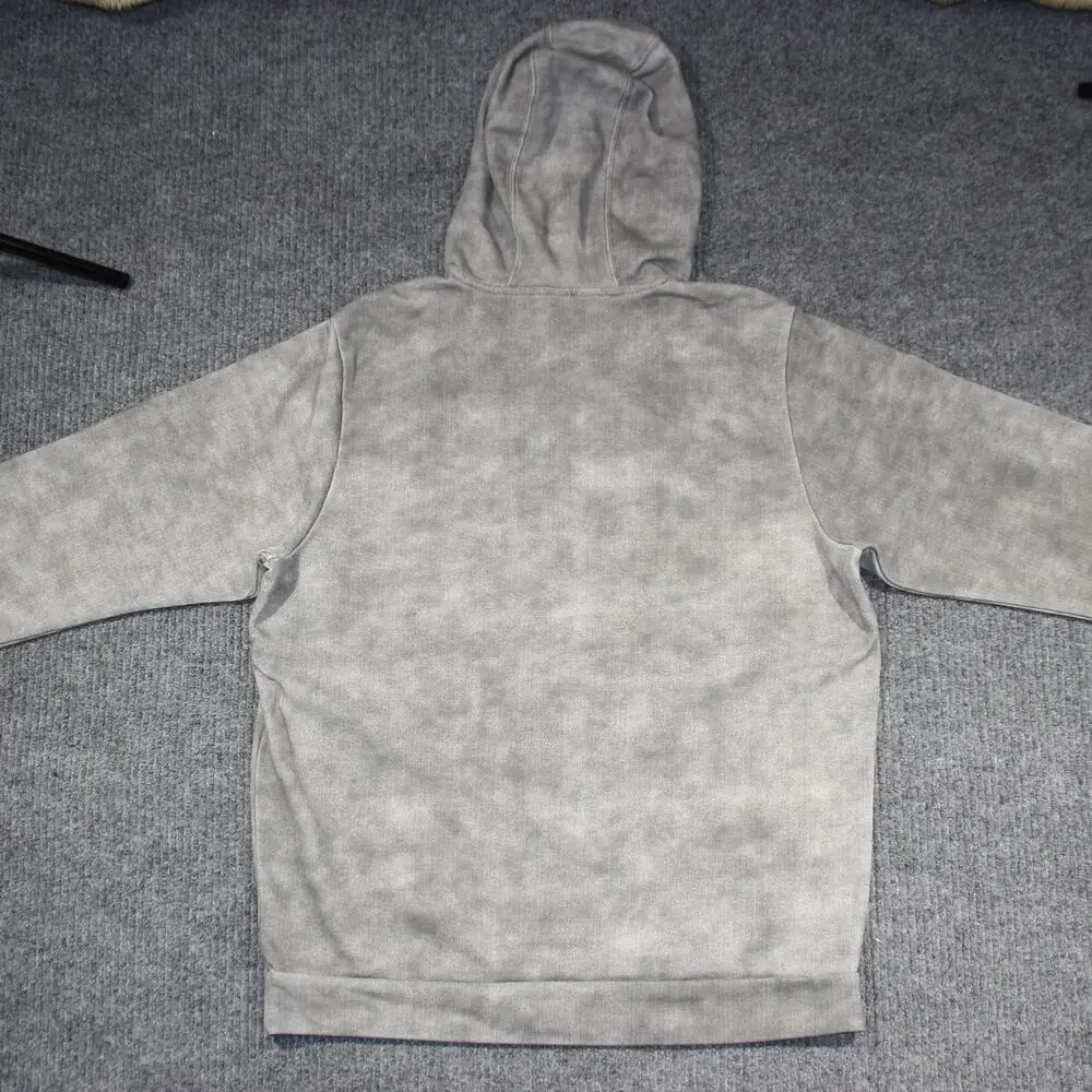Adidas Hoodie Mens Medium Gray‎ Acid Wash Sports Activewear Drawstrings Stretch